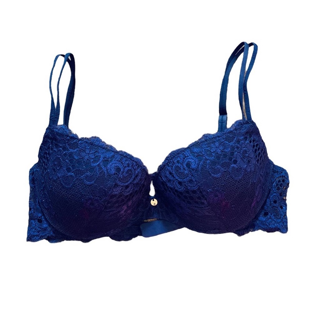 Victoria's Secret Padded Demi Very Sexy Navy Lace Bra 32C /2857